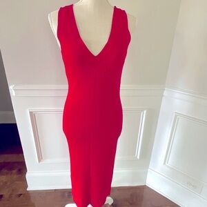 New Michael Kors Red Ribbed Stretch Dress ~ Size L
